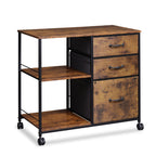 GALAXHERO 3-Drawer Mobile File Cabinet with Storage Shelf, Rolling Fabric Filing Cabinet and Printer Stand, Black