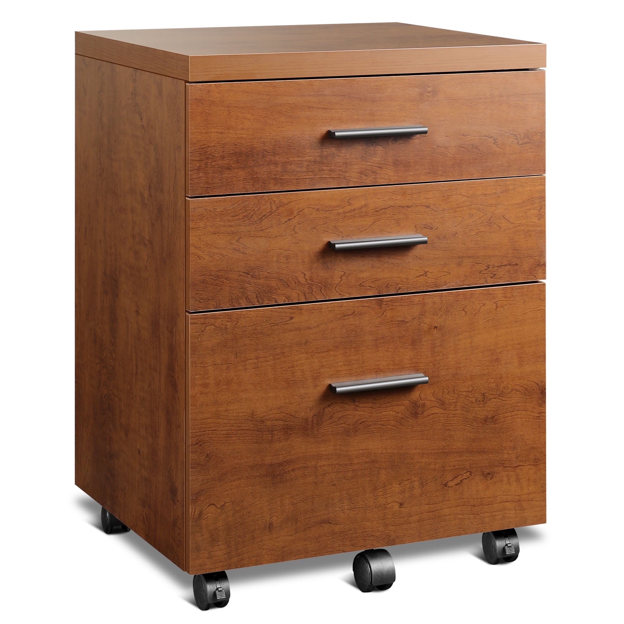 GALAXHERO 3-Drawer Wood File Cabinet, Rolling Under Desk Filing Cabinet for Home Office, Printer Stand with Wheels, White