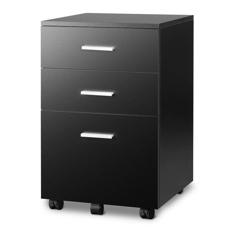 GALAXHERO 3 Drawer File Cabinet, Small Rolling Office Cabinet for Home Office, Wooden Filing Cabinet Fits Letter/A4 Size Files
