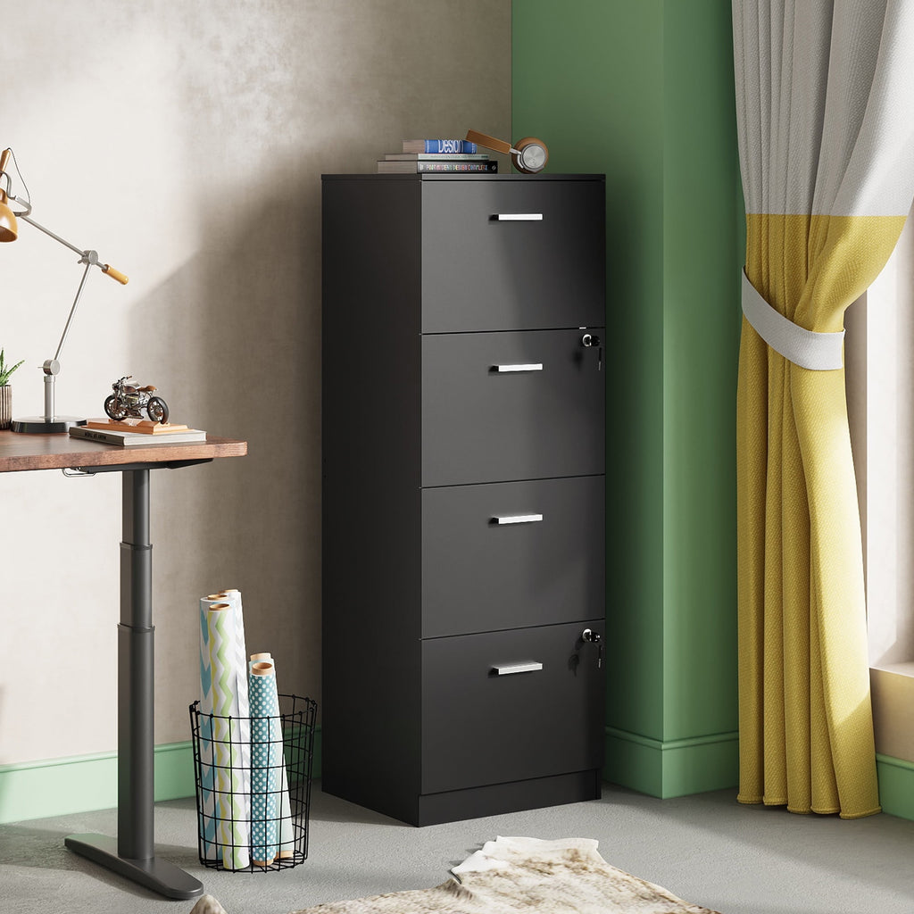 GALAXHERO 2 Drawer File Cabinet with Lock, Wood Printer Stand for Home Office, Mobile Storage Organizer Fit Letter/A4 Size, White