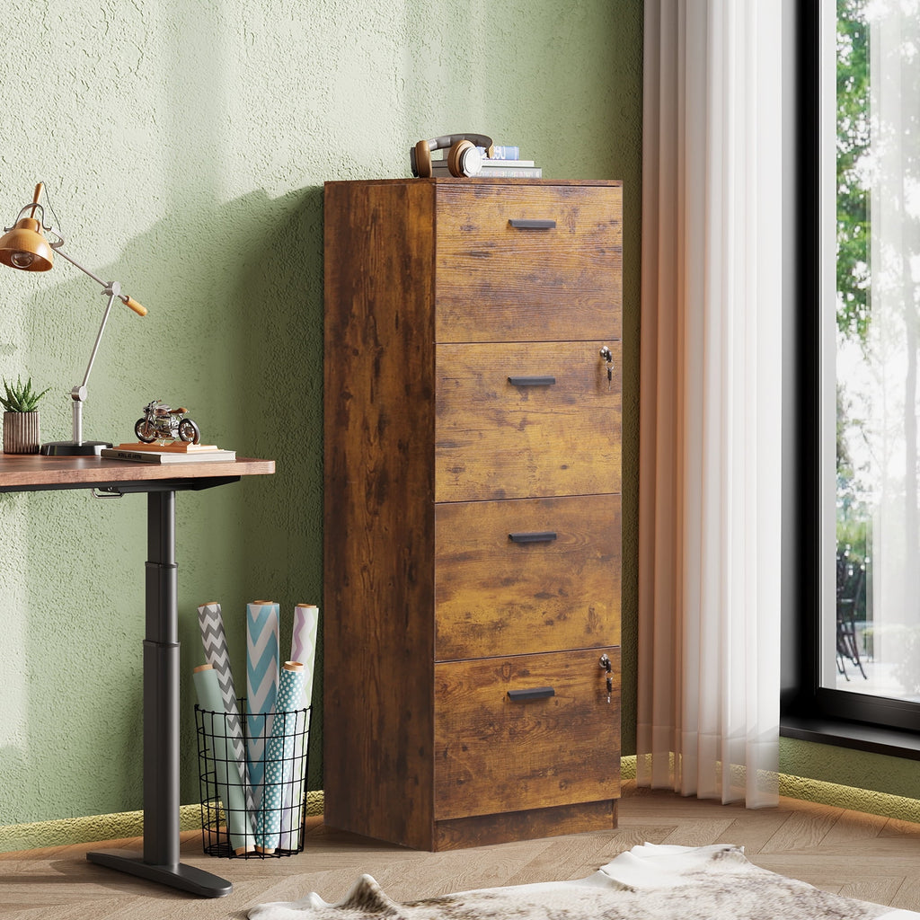 GALAXHERO 2 Drawer File Cabinet with Lock, Wood Printer Stand for Home Office, Mobile Storage Organizer Fit Letter/A4 Size, White