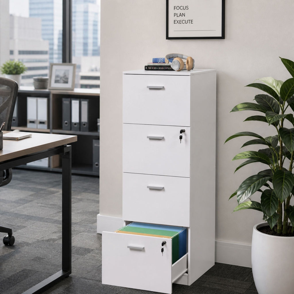 GALAXHERO 4 Drawer File Cabinet, Vertical Filing Cabinet with Lock and Key, Wood Storage Organizer for Home Office, Fit Letter/A4