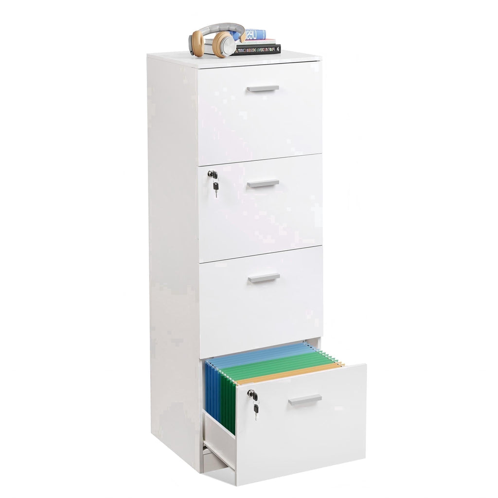 GALAXHERO 4 Drawer File Cabinet, Vertical Filing Cabinet with Lock and Key, Wood Storage Organizer for Home Office, Fit Letter/A4