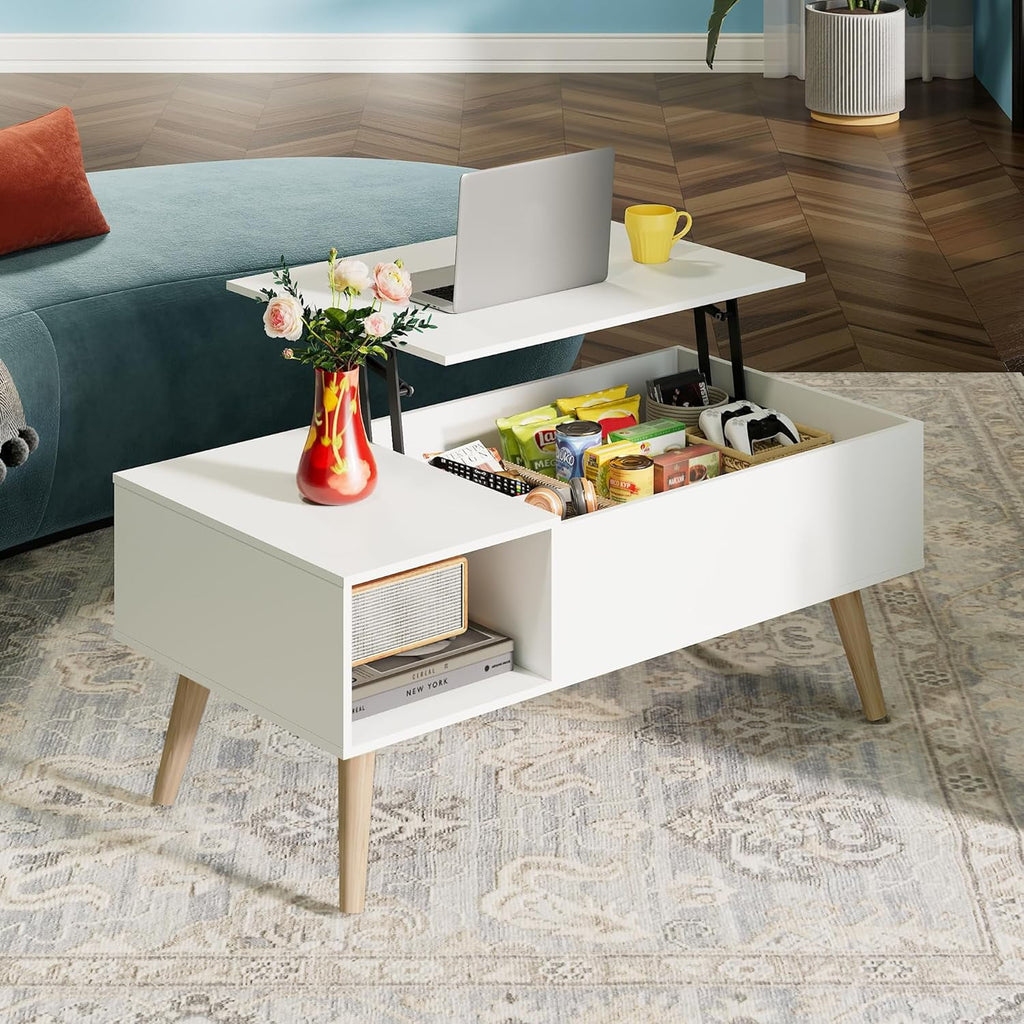 GALAXHERO Lift Top Coffee Table with Storage Small Living Room Table with Storage Shelf & Hidden Compartment