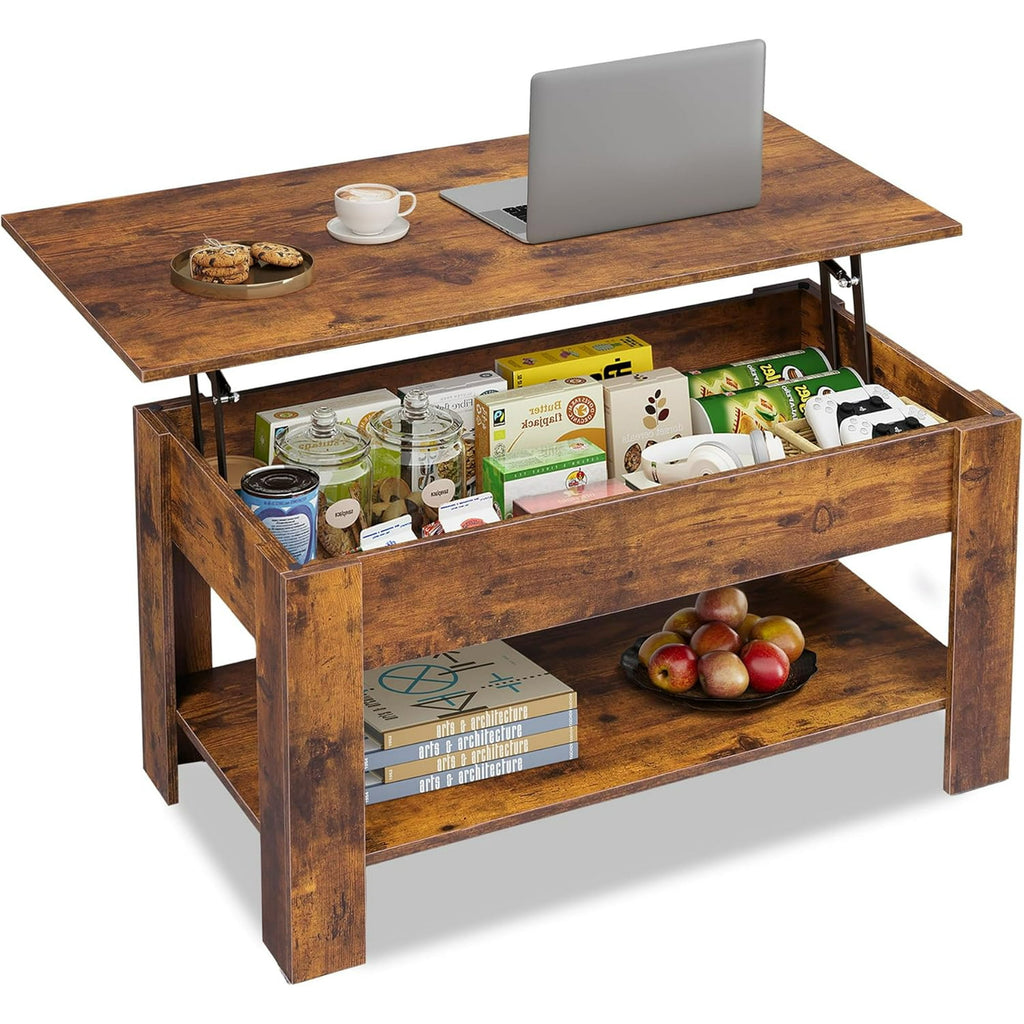 GALAXHERO 39" Lift Top Coffee Table with Storage Shelf & Hidden Compartment and Lifting Top for Home Living Room Office and Reception Room