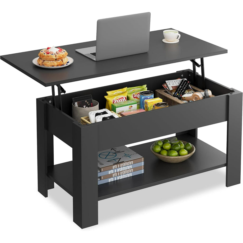 GALAXHERO 39" Lift Top Coffee Table with Storage Shelf & Hidden Compartment and Lifting Top for Home Living Room Office and Reception Room