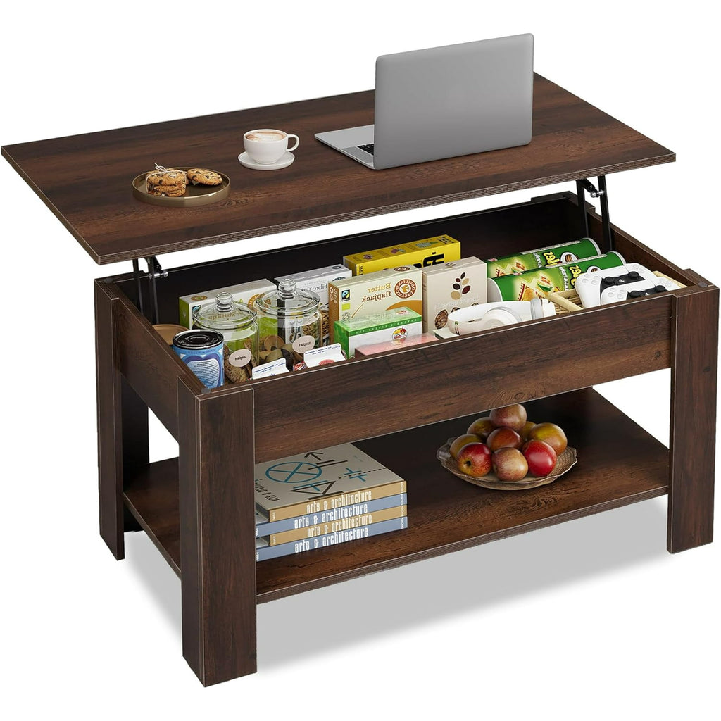 GALAXHERO 39" Lift Top Coffee Table with Storage Shelf & Hidden Compartment and Lifting Top for Home Living Room Office and Reception Room