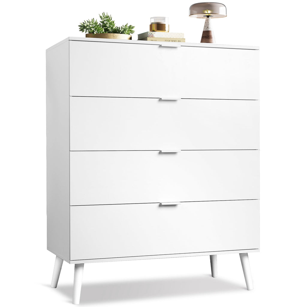 GALAXHERO 4 Drawer Dresser for Bedroom, Wood Chest of Drawers, Organizer Unit with Metal Handle for Living Room, Closet, Hallway