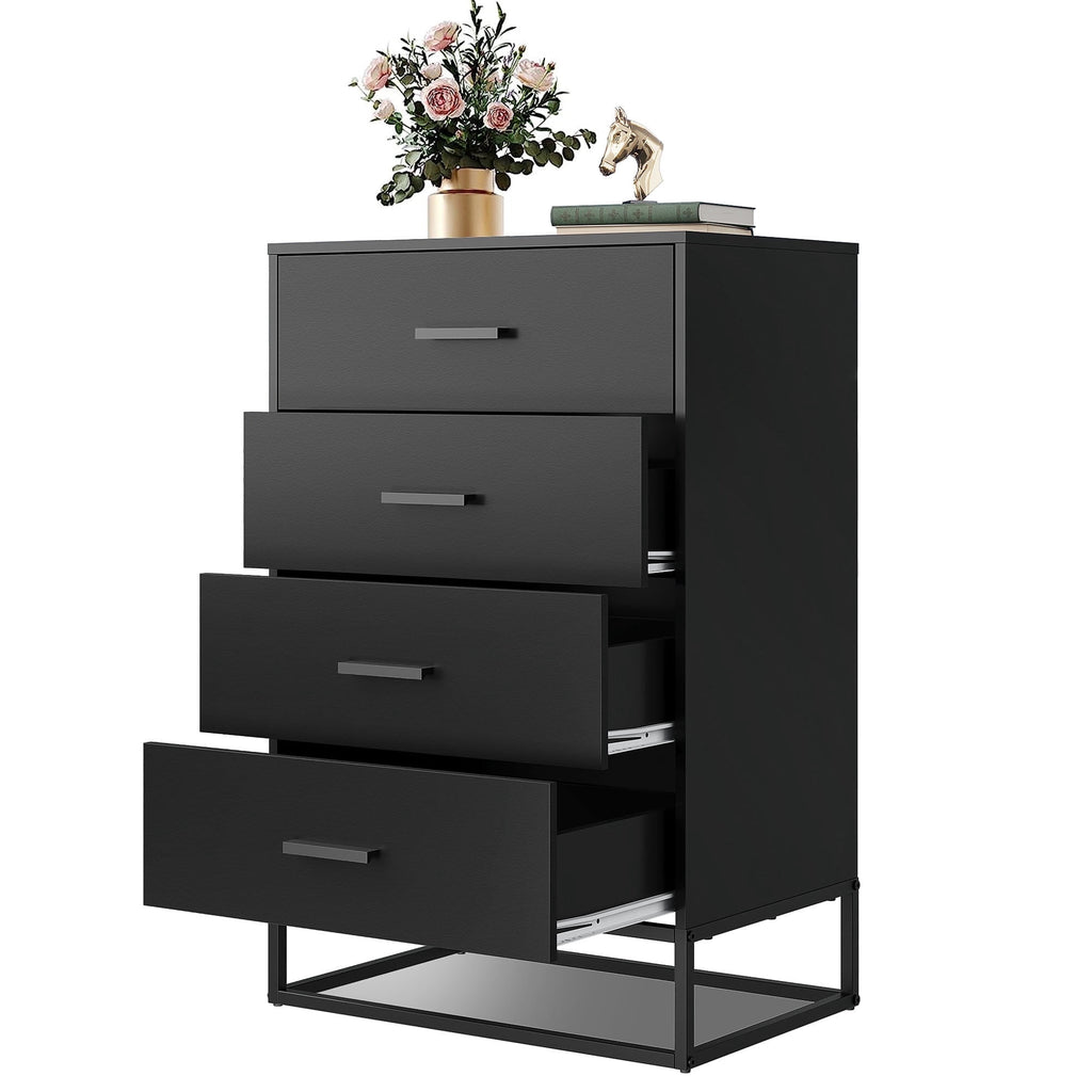 GALAXHERO 4 Drawer Dressers for Bedroom, Wooden Chest of Drawers for Closet, Living Room, Hallway