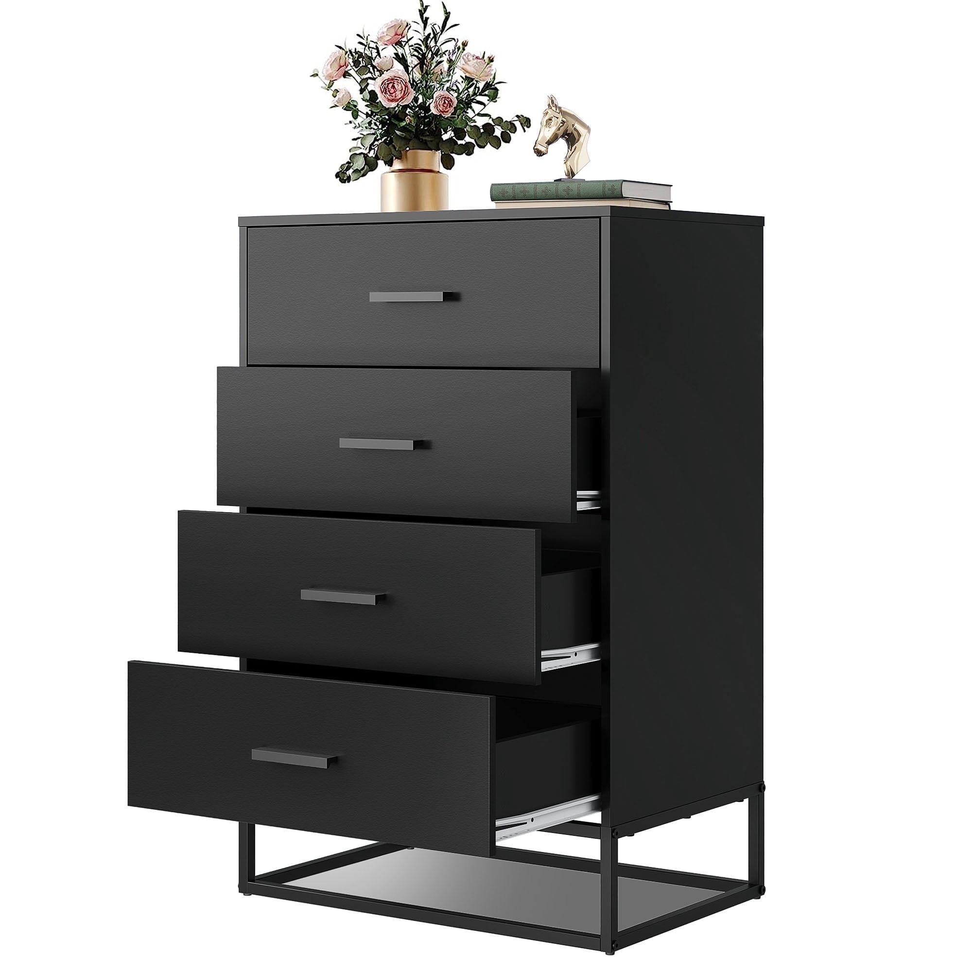 GALAXHERO 4 Drawer Dressers for Bedroom, Wooden Chest of Drawers for Closet, Living Room, Hallway