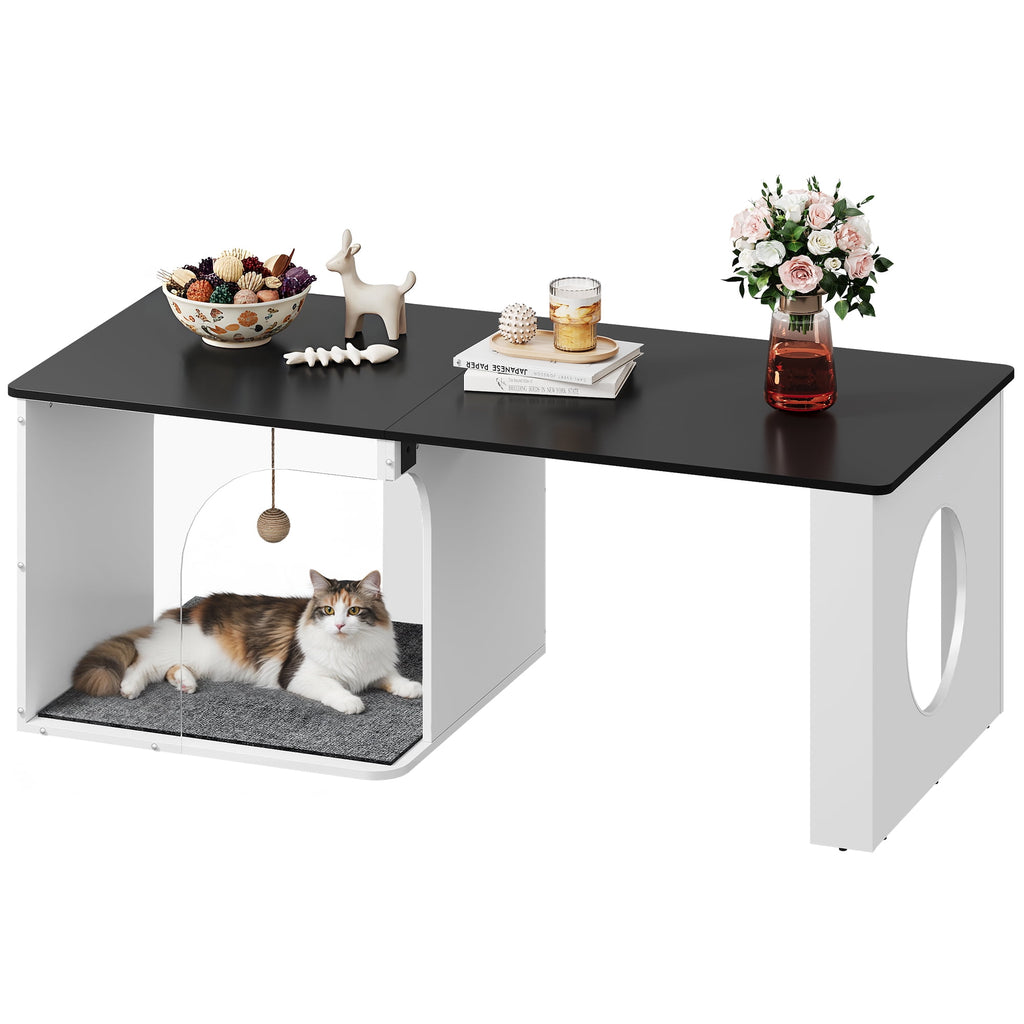 GALAXHERO 47" 2-in-1 Coffee Table with Storage Tabletop Modern Center Table for Living Room, Balcony, Cat House, Cat Scratching Pad