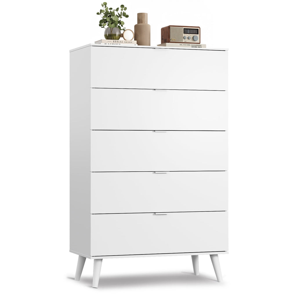 GALAXHERO 5 Drawer Dresser for Bedroom, Tall Dresser, Wooden Storage Organizer with Sturdy Metal Handle, Chest of Drawers for Living Room, Hallway, Closet