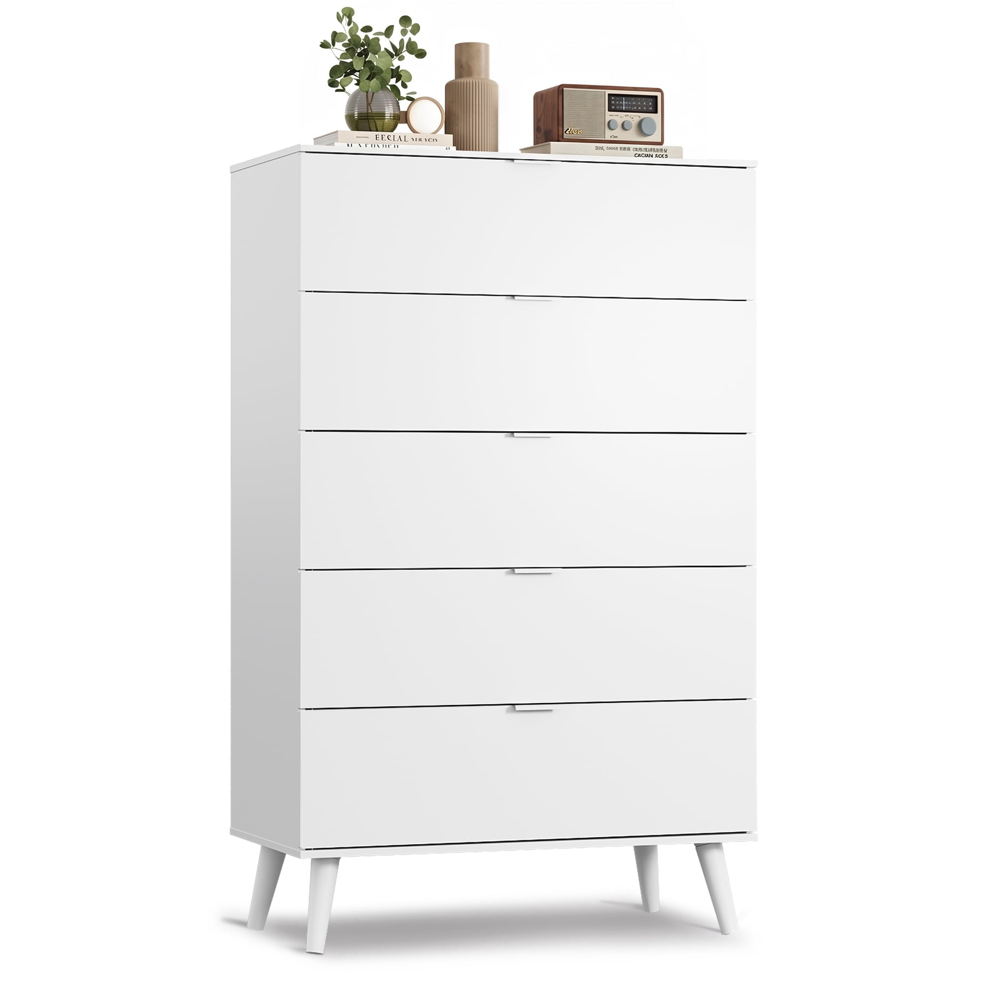 GALAXHERO 5 Drawer Dresser for Bedroom, Tall Dresser, Wooden Storage Organizer with Sturdy Metal Handle, Chest of Drawers for Living Room, Hallway, Closet