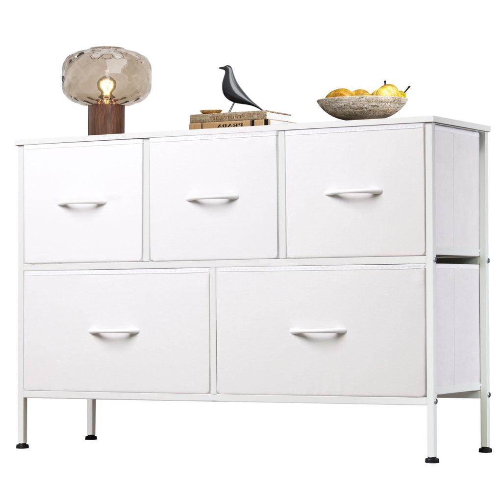 GALAXHERO 5 Drawer Dresser, Fabric Storage Tower for Bedroom, Hallway, Entryway & Closets, Sturdy Steel Frame with Wood Top, Easy Pull Handle