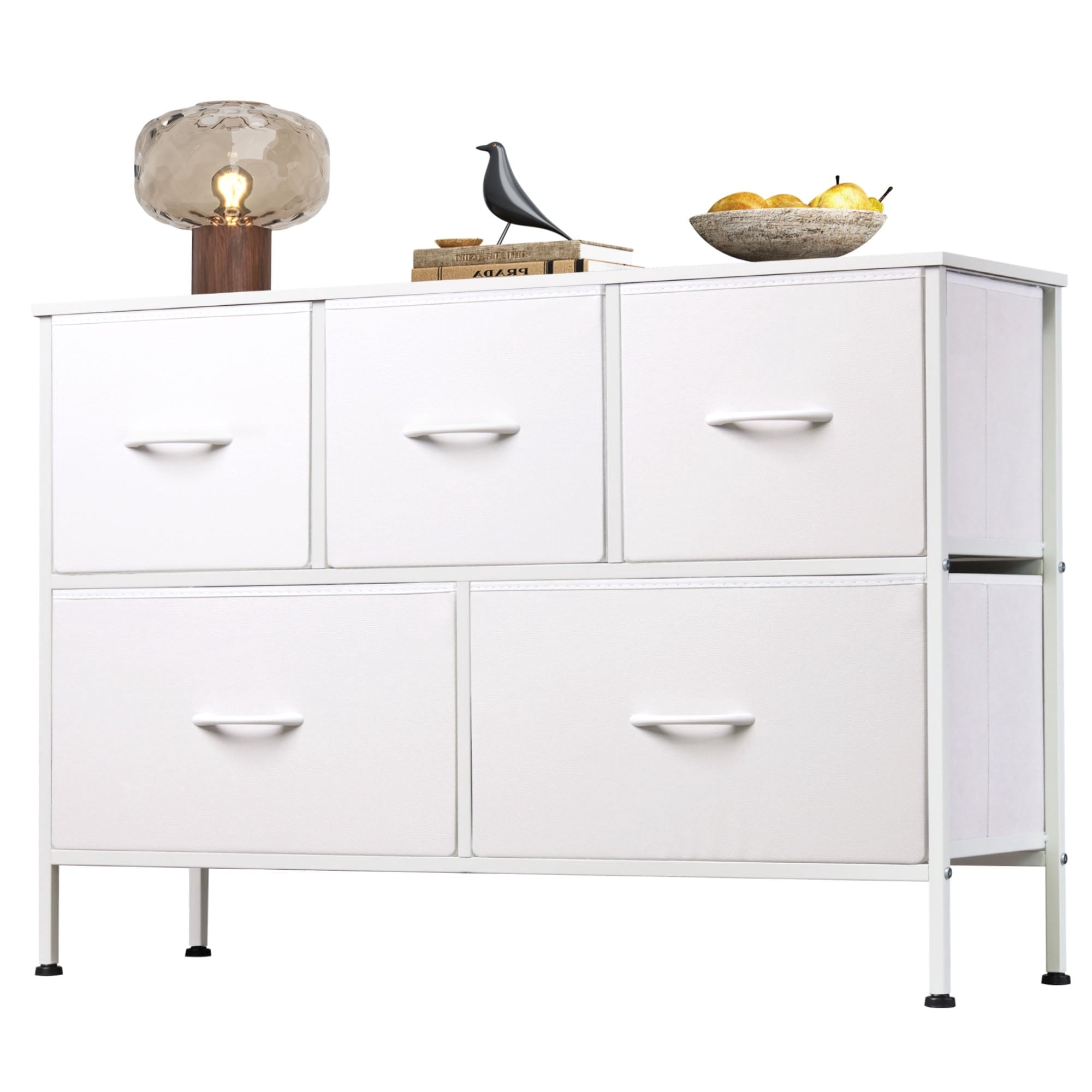 GALAXHERO 5 Drawer Dresser, Fabric Storage Tower for Bedroom, Hallway, Entryway & Closets, Sturdy Steel Frame with Wood Top, Easy Pull Handle