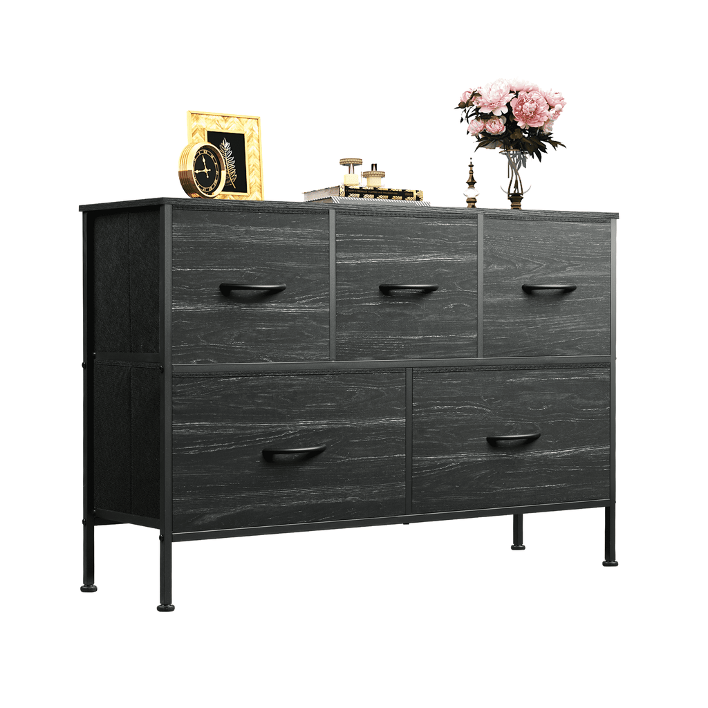 GALAXHERO 5 Drawer Dresser, Fabric Storage Tower for Bedroom, Hallway, Entryway & Closets, Sturdy Steel Frame with Wood Top, Easy Pull Handle