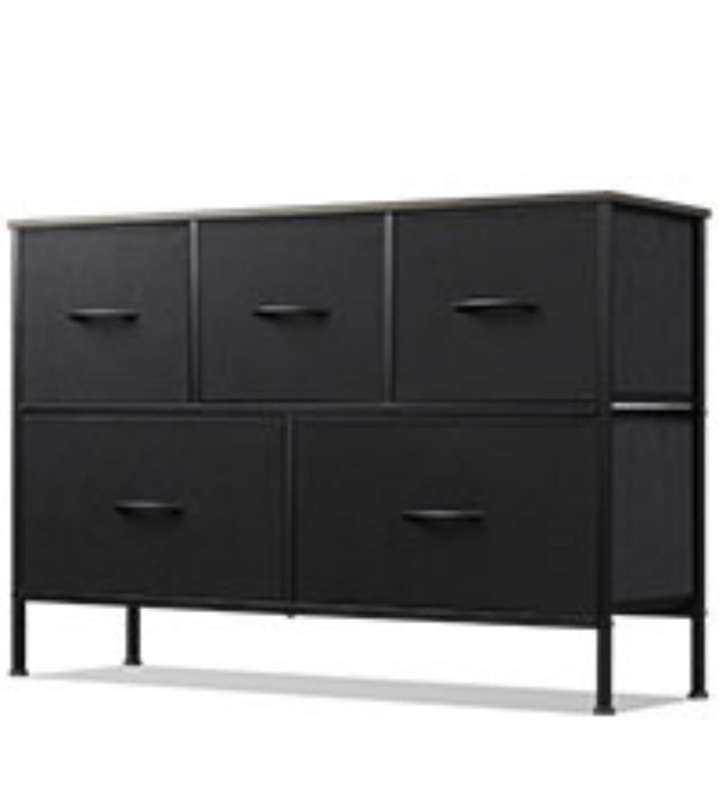 GALAXHERO 5 Drawer Dresser, Fabric Storage Tower for Bedroom, Hallway, Entryway & Closets, Sturdy Steel Frame with Wood Top, Easy Pull Handle