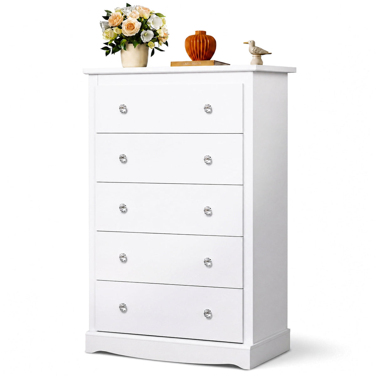 GALAXHERO 5 Drawer Dresser for Bedroom, Retro Wood Chest of Drawers, Tall Dresser with Round Metal Handle for Living Room, Hallway, Closet