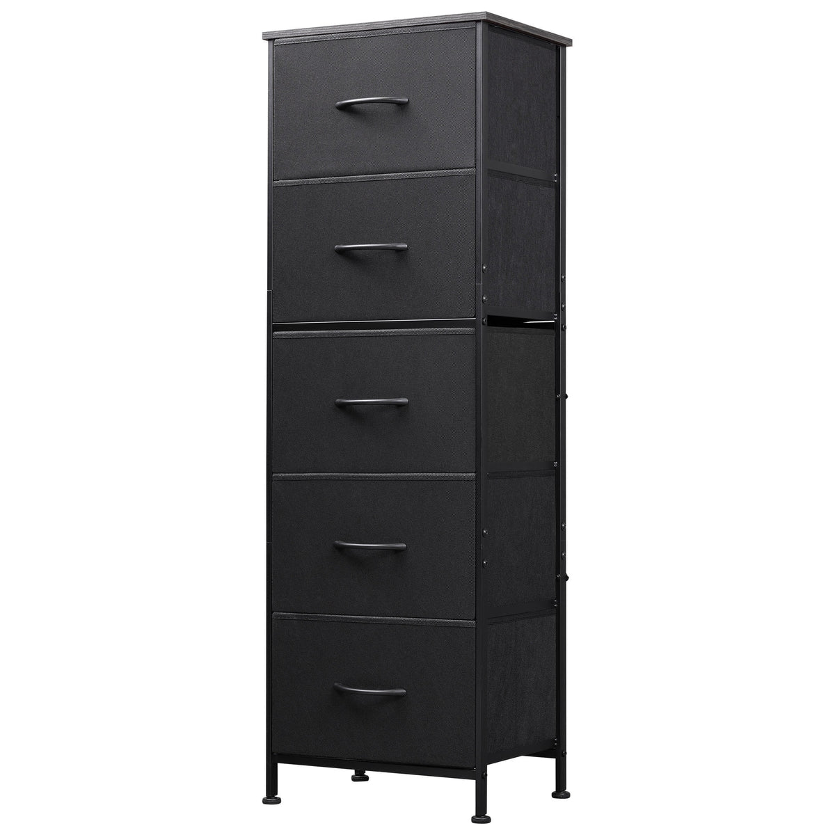 GALAXHERO 5-Drawer Tall Fabric Dresser with Wood Top, Storage Organizer Chest for Bedroom, Closet, Hallway, Sturdy Steel Frame