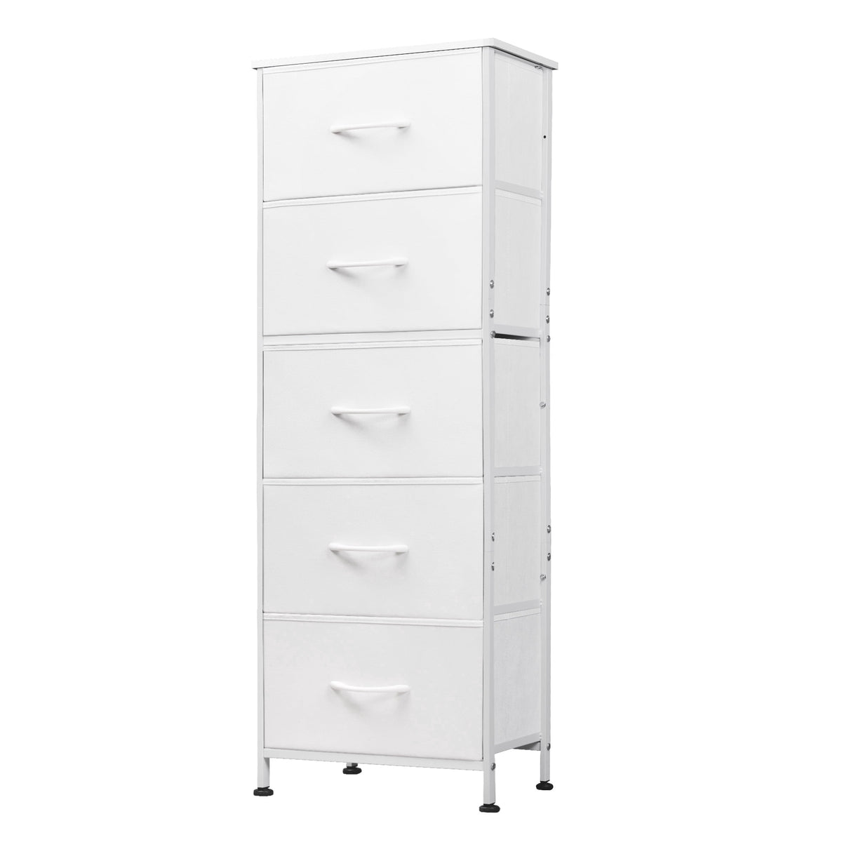 GALAXHERO 5-Drawer Tall Fabric Dresser with Wood Top, Storage Organizer Chest for Bedroom, Closet, Hallway, Sturdy Steel Frame