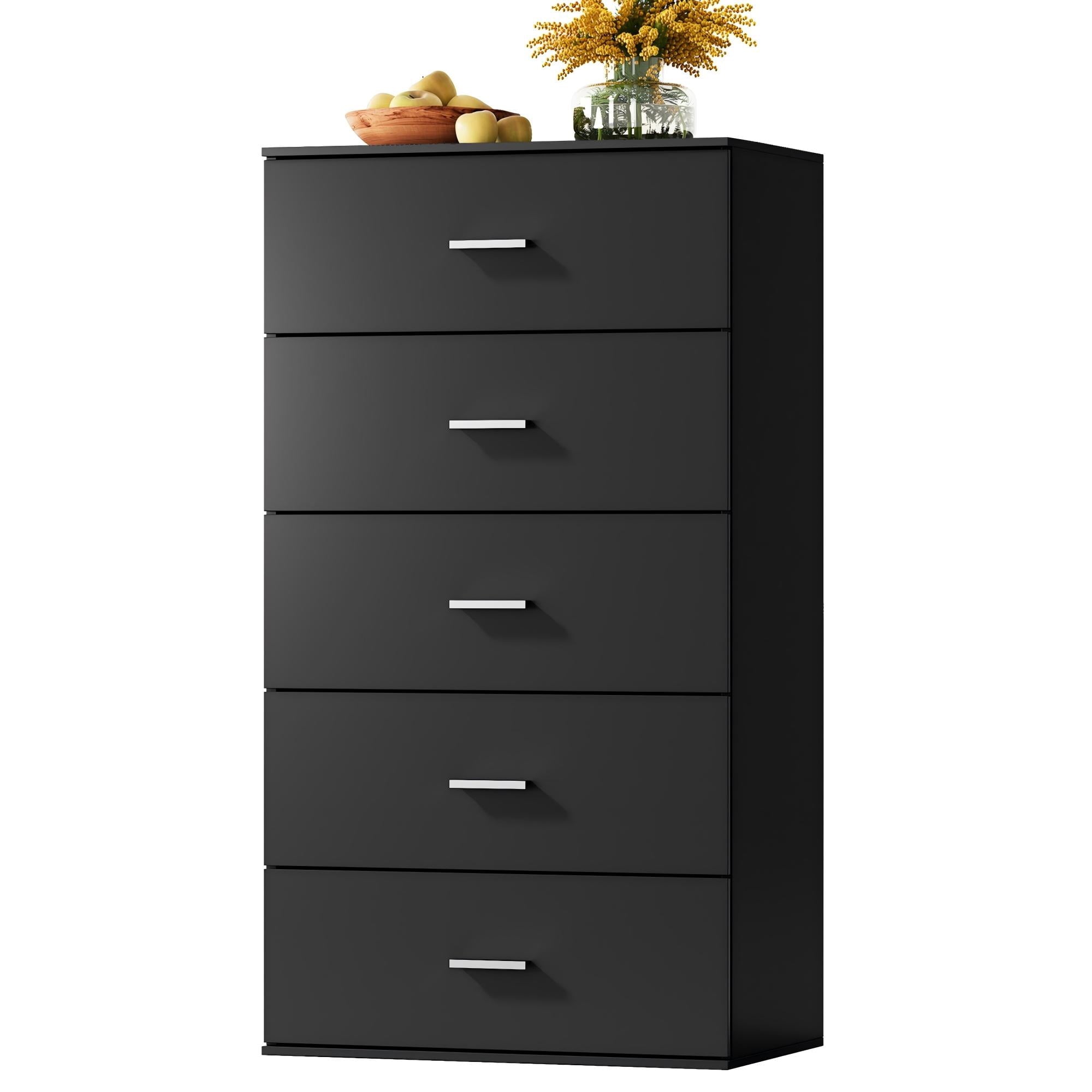 GALAXHERO 5 Drawers Dresser, Chest of Drawers for Bedroom, Tall Wood Storage Cabinet with Metal Handle for Living Room, Closet, Hallway