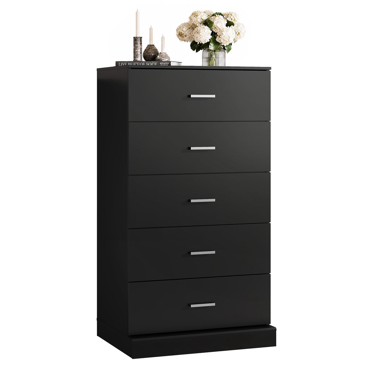 GALAXHERO 5 Drawers Dresser, Chest of Drawers for Bedroom, Tall Wood Storage Cabinet with Metal Handle for Living Room, Closet, Hallway