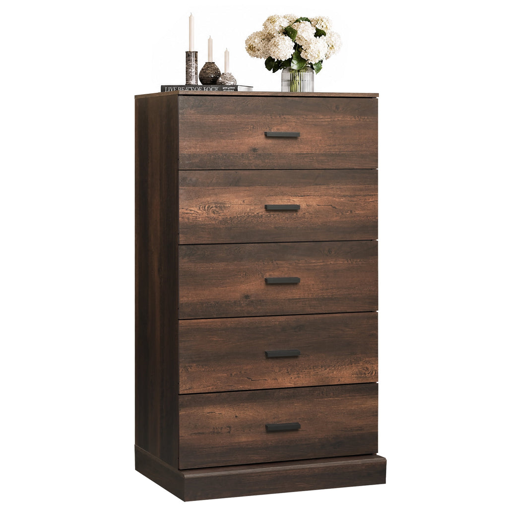 GALAXHERO 5 Drawers Dresser, Chest of Drawers for Bedroom, Tall Wood Storage Cabinet with Metal Handle for Living Room, Closet, Hallway