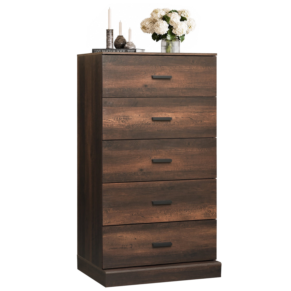 GALAXHERO 5 Drawers Dresser, Chest of Drawers for Bedroom, Tall Wood Storage Cabinet with Metal Handle for Living Room, Closet, Hallway