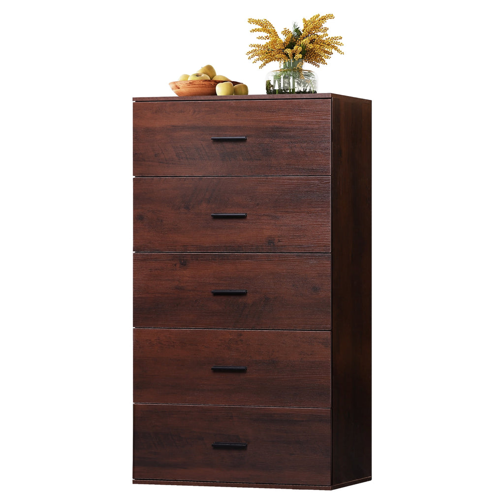 GALAXHERO 5 Drawers Dresser, Chest of Drawers for Bedroom, Tall Wood Storage Cabinet with Metal Handle for Living Room, Closet, Hallway