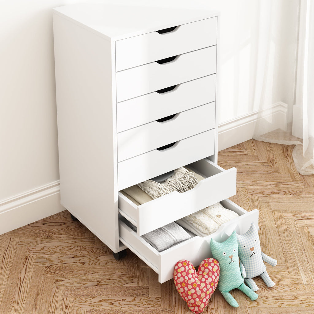 GALAXHERO 7 Drawer Vertical File Cabinet, Wood Storage Cabinet with Wheels for Home Office