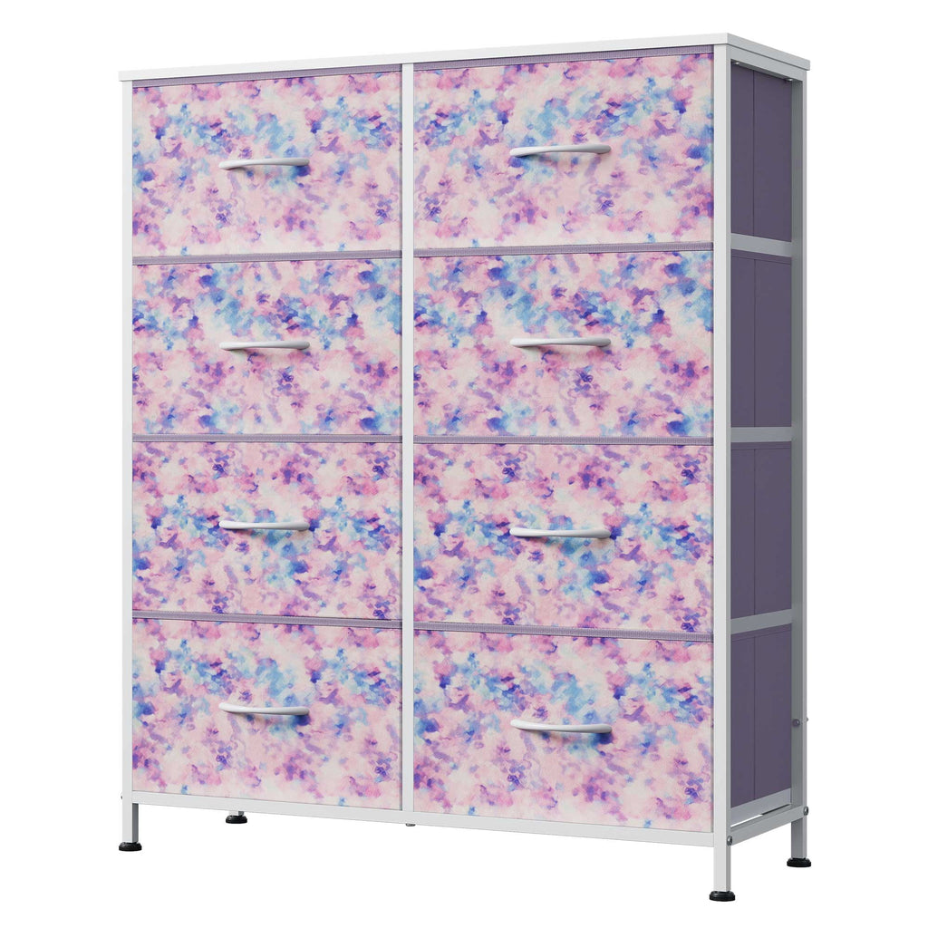 GALAXHERO 8 Drawer Fabric Dresser for Bedroom, Storage Bins Chest of Drawer for Closet, Living Room, Hallway, Wood Grain Print