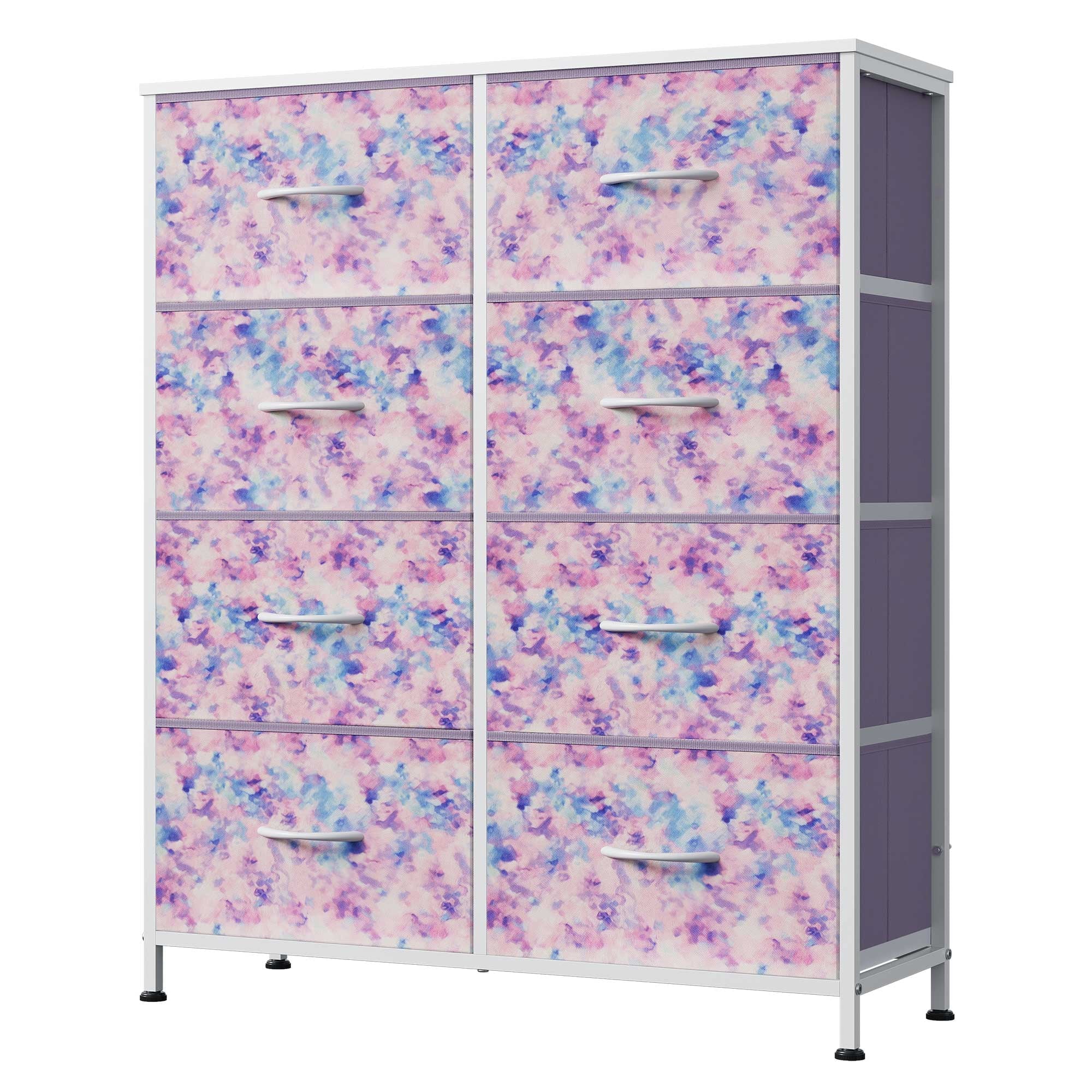 GALAXHERO 8 Drawer Fabric Dresser for Bedroom, Storage Bins Chest of Drawer for Closet, Living Room, Hallway, Wood Grain Print