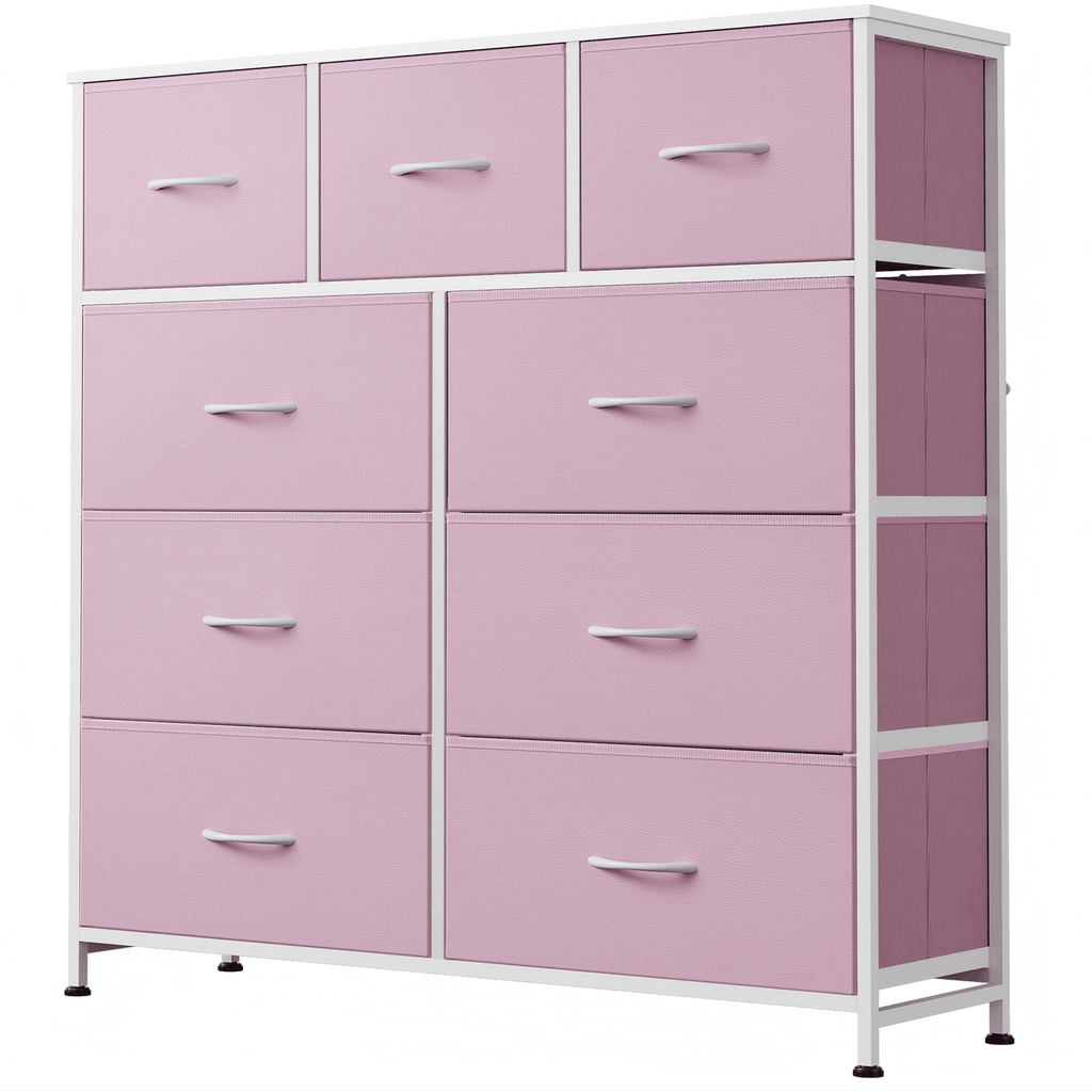 GALAXHERO 9-Drawer Fabric Dresser, Tall Storage Tower for Bedroom, Hallway, Entryway, Closet, Chest Organizer Unit with Fabric Bins, Steel Frame, Wood Top, Easy Pull Handle