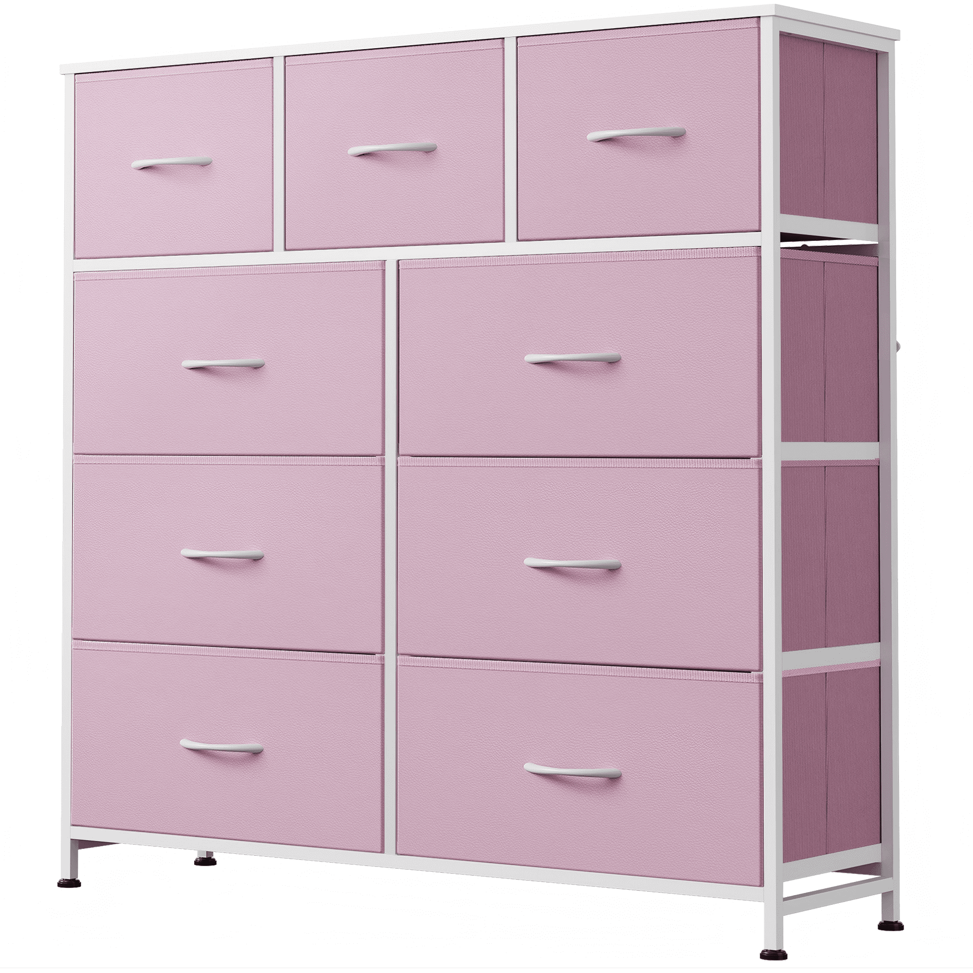 GALAXHERO 9-Drawer Fabric Dresser, Tall Storage Tower for Bedroom, Hallway, Entryway, Closet, Chest Organizer Unit with Fabric Bins, Steel Frame, Wood Top, Easy Pull Handle