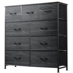 GALAXHERO Dresser 9-Drawer Fabric Storage Tower Chest for Bedroom, Hallway, Entryway, Closet with Fabric Bins, Steel Frame, Wood Top, Easy Pull Handle, Dark Grey