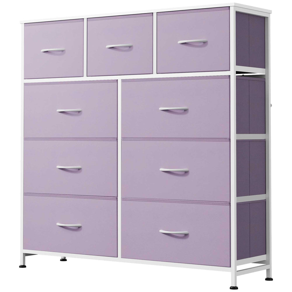 GALAXHERO 9-Drawer Fabric Dresser, Tall Storage Tower for Bedroom, Hallway, Entryway, Closet, Chest Organizer Unit with Fabric Bins, Steel Frame, Wood Top, Wood Grain Print