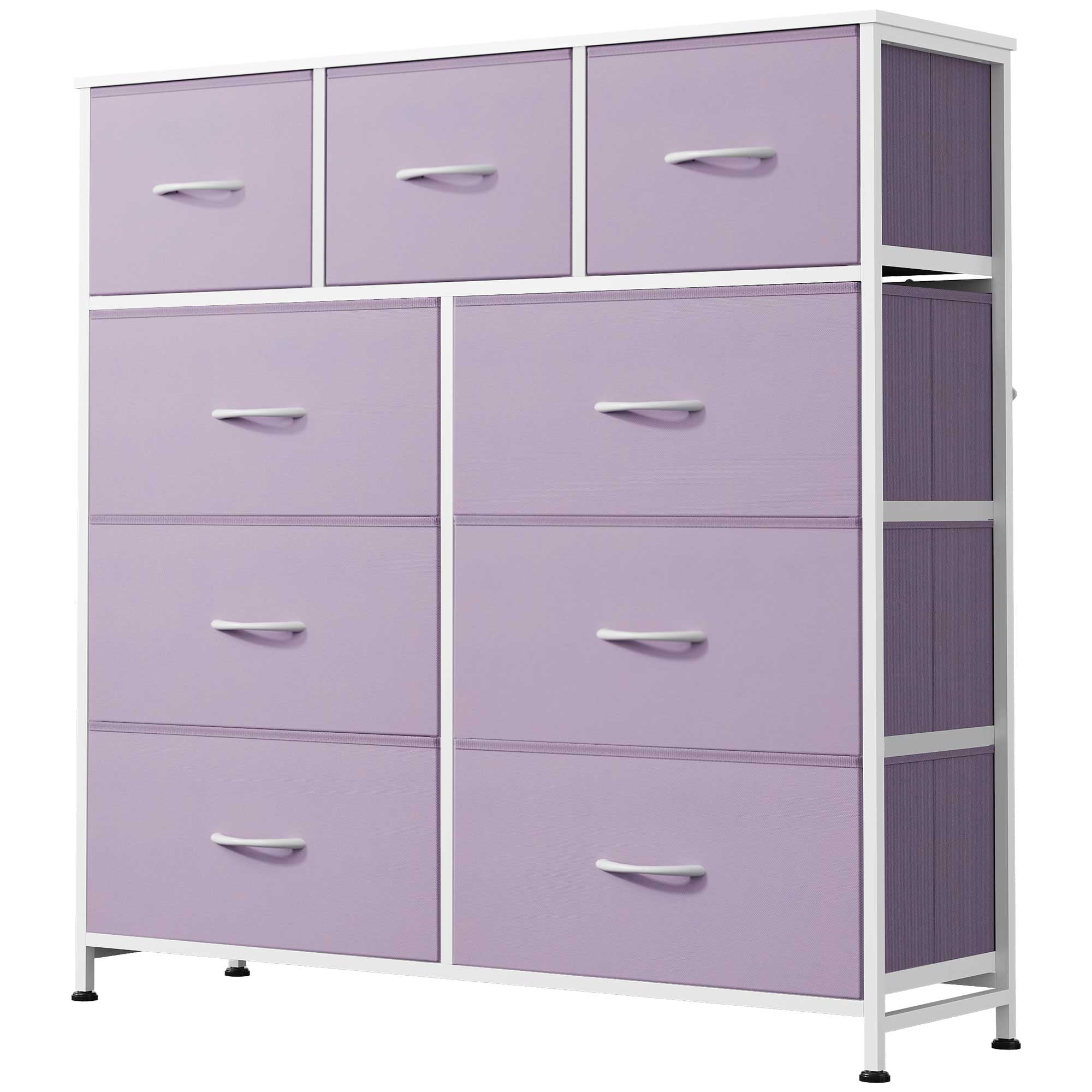 GALAXHERO 9-Drawer Fabric Dresser, Tall Storage Tower for Bedroom, Hallway, Entryway, Closet, Chest Organizer Unit with Fabric Bins, Steel Frame, Wood Top, Wood Grain Print