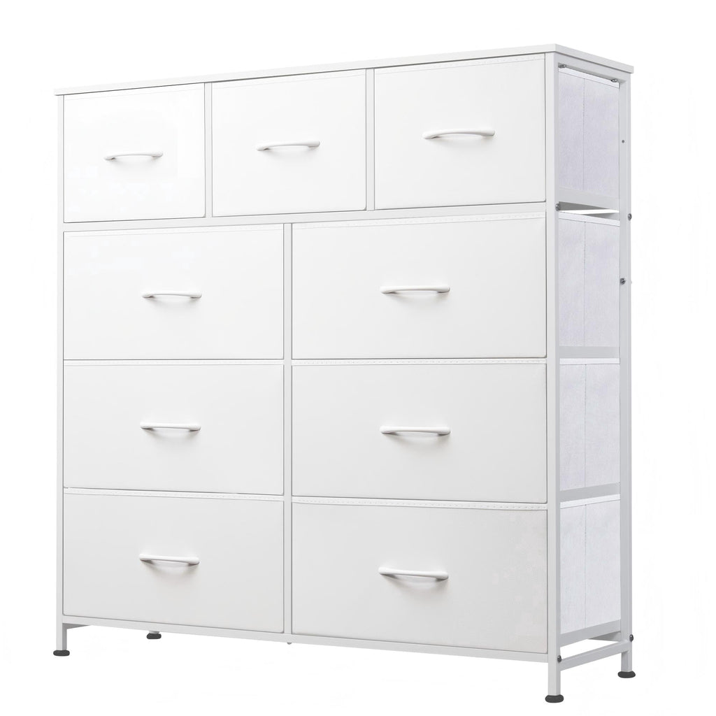 GALAXHERO 9-Drawer Fabric Dresser, Tall Storage Tower for Bedroom, Hallway, Entryway, Closet, Chest Organizer Unit with Fabric Bins, Steel Frame, Wood Top, Wood Grain Print
