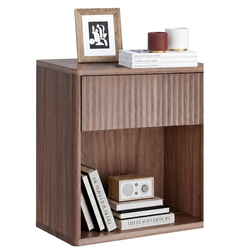 GALAXHERO Nightstands, Farmhouse Night Stand with Drawer and Storage Shelf, Wood Bed Side End Table for Bedroom Living Room