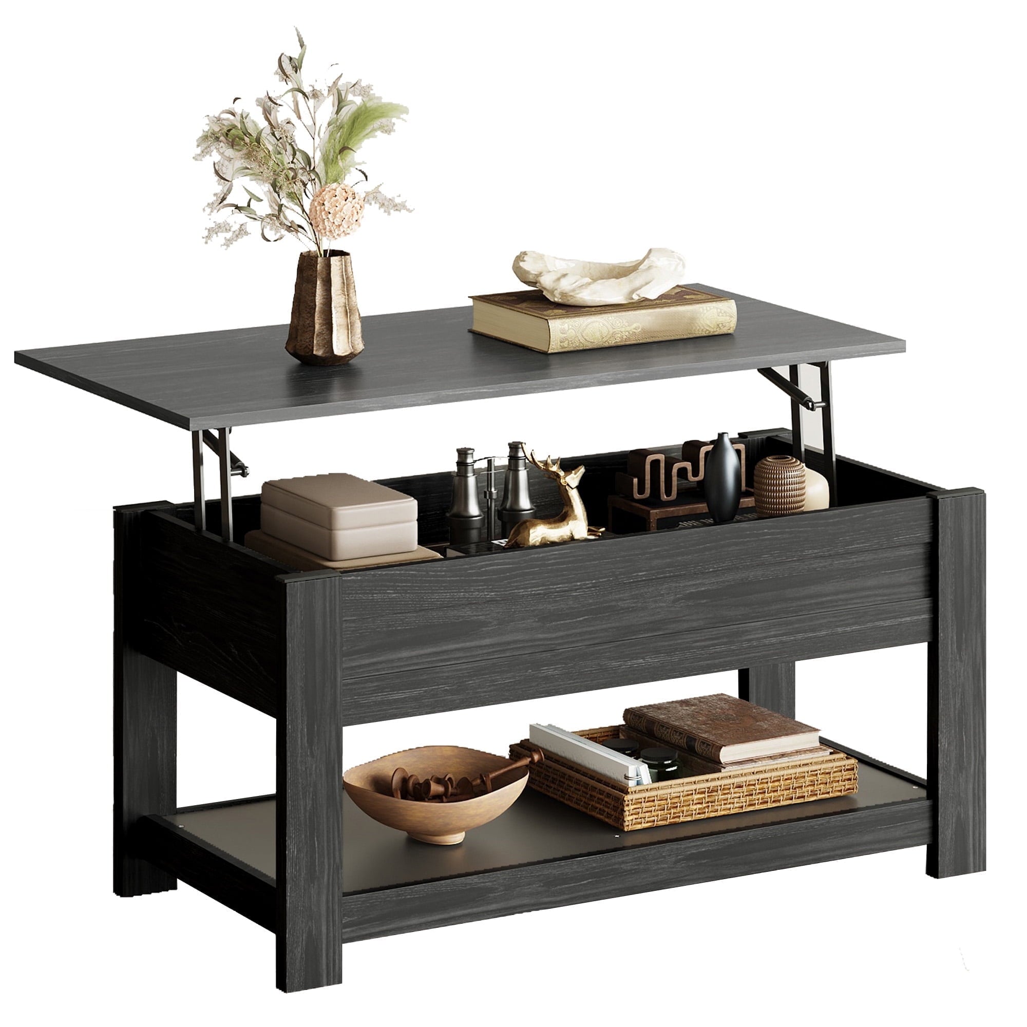GALAXHERO Coffee Table, 39" Lift Top Coffee Table with Hidden Storage and Storage Shelf for Living Room