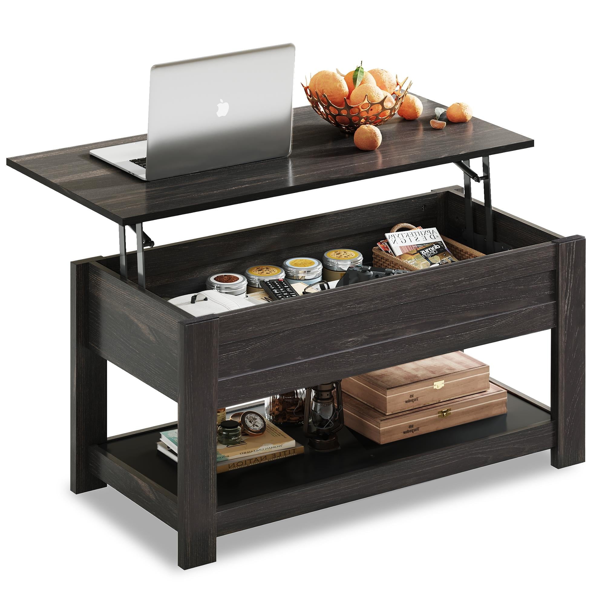 GALAXHERO Coffee Table, 39" Lift Top Coffee Table with Hidden Compartment and Storage Shelf for Living Room, Espresso