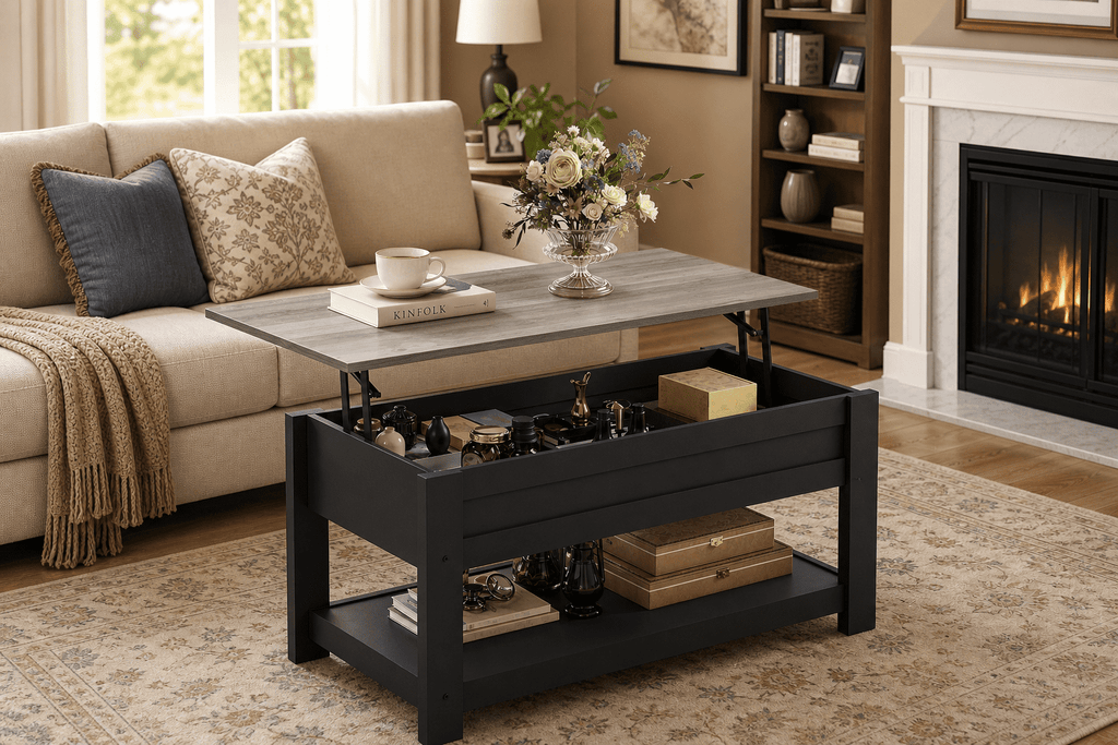 GALAXHERO 39" Lift Top Coffee Table with Hidden Storage and Storage Shelf Lift Up Coffee Table for Living Room