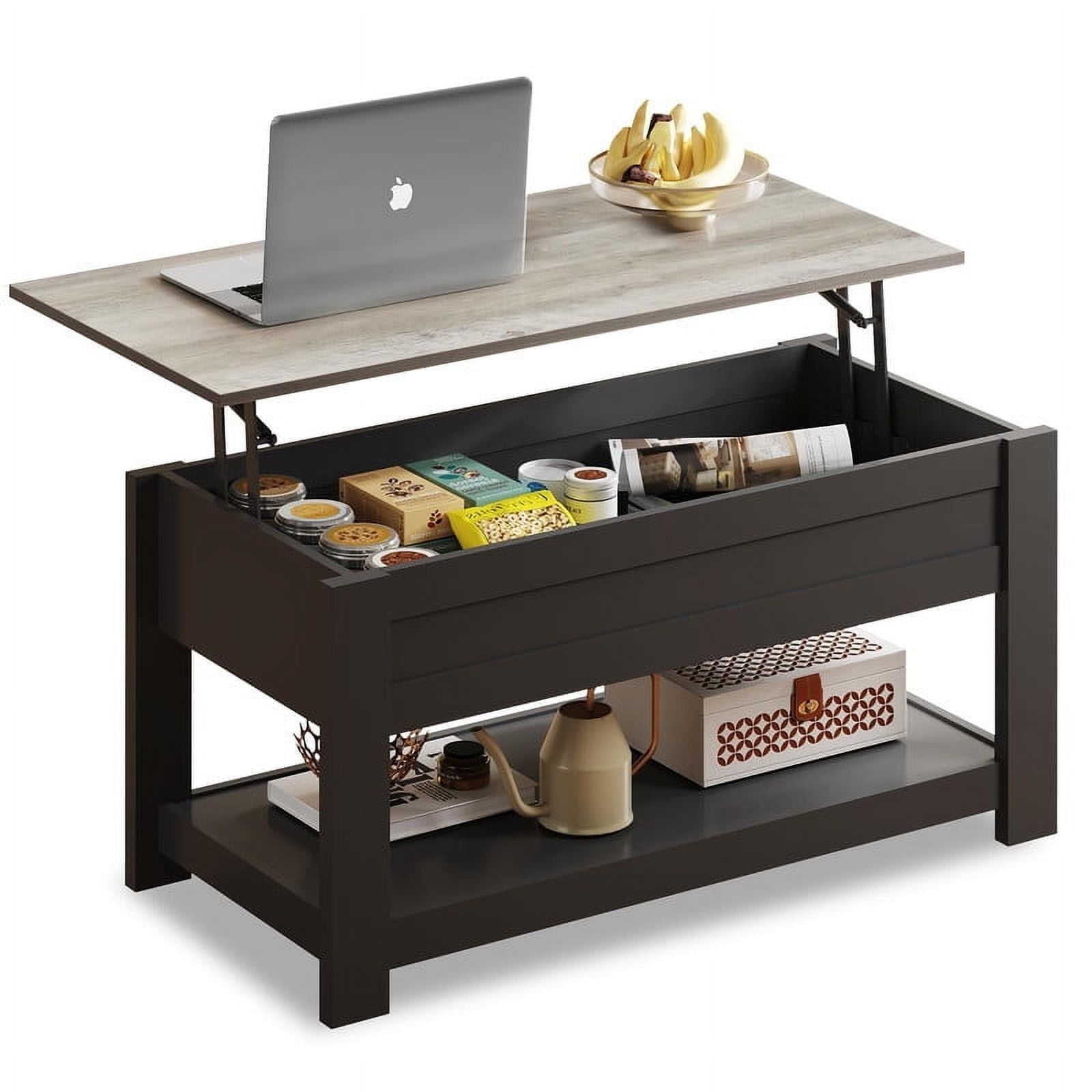 GALAXHERO Coffee Table, 39" Lift Top Coffee Table with Hidden Compartment and Storage Shelf for Living Room, Espresso
