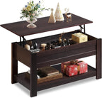 GALAXHERO Coffee Table, 39" Lift Top Coffee Table with Hidden Compartment and Storage Shelf for Living Room, Espresso