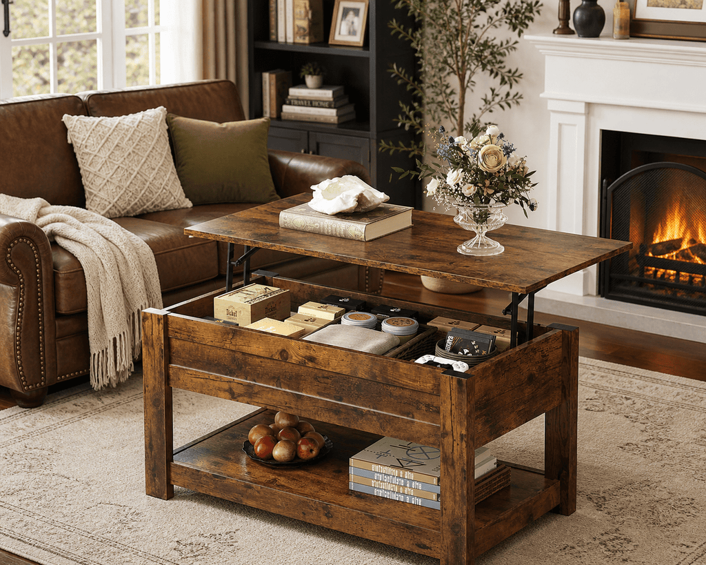 GALAXHERO 39" Lift Top Coffee Table with Hidden Storage and Storage Shelf Lift Up Coffee Table for Living Room