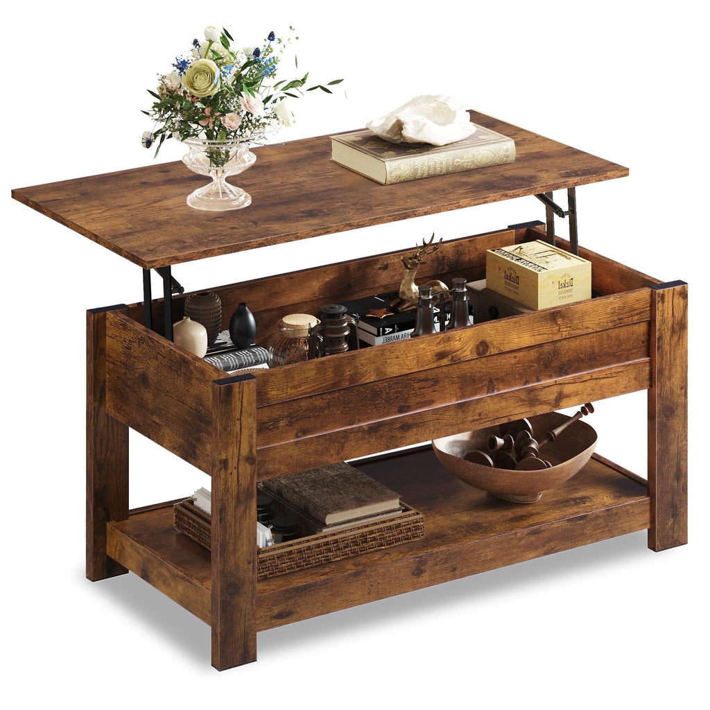 GALAXHERO Coffee Table, 39" Lift Top Coffee Table with Hidden Storage and Storage Shelf for Living Room