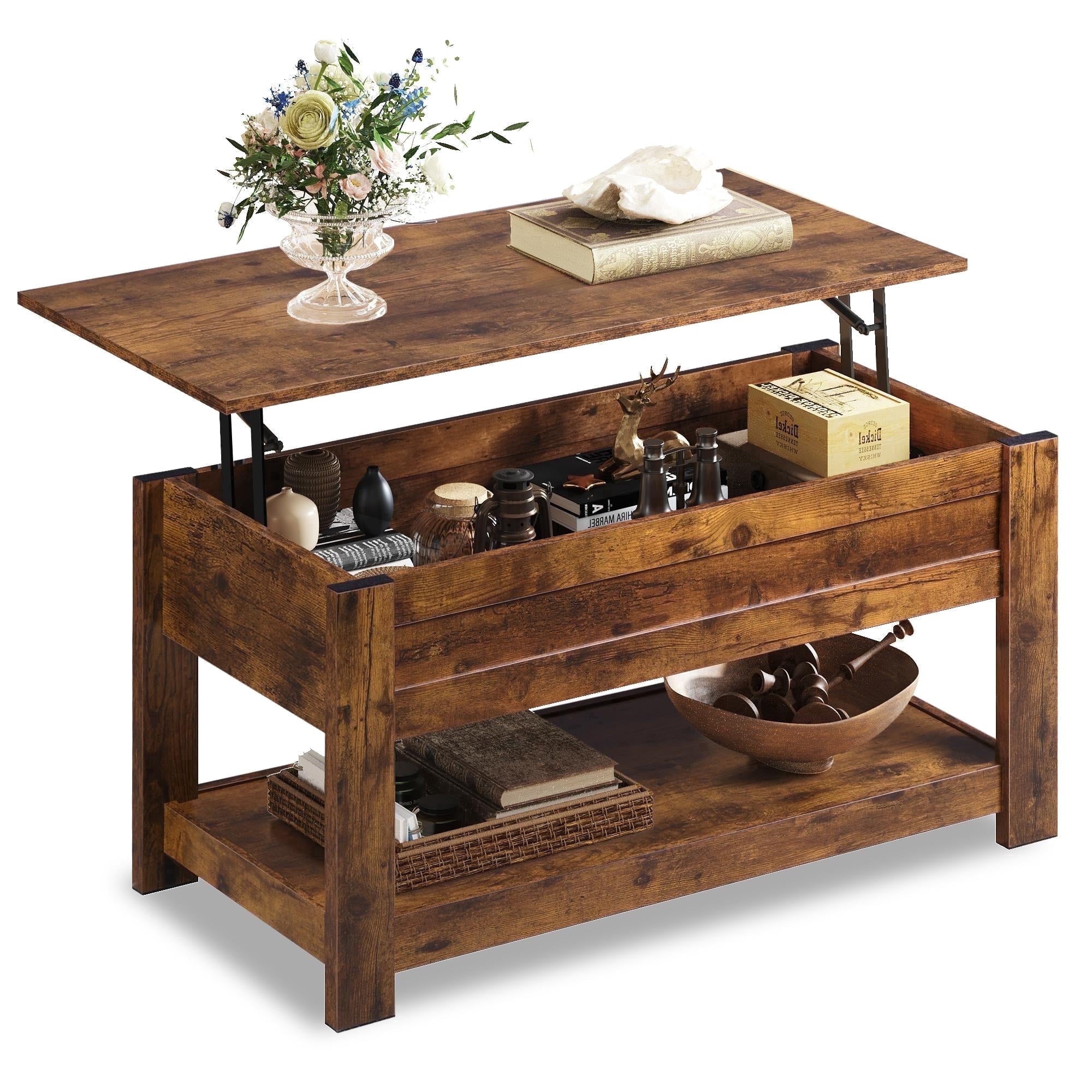GALAXHERO 39" Lift Top Coffee Table with Hidden Storage and Storage Shelf Lift Up Coffee Table for Living Room