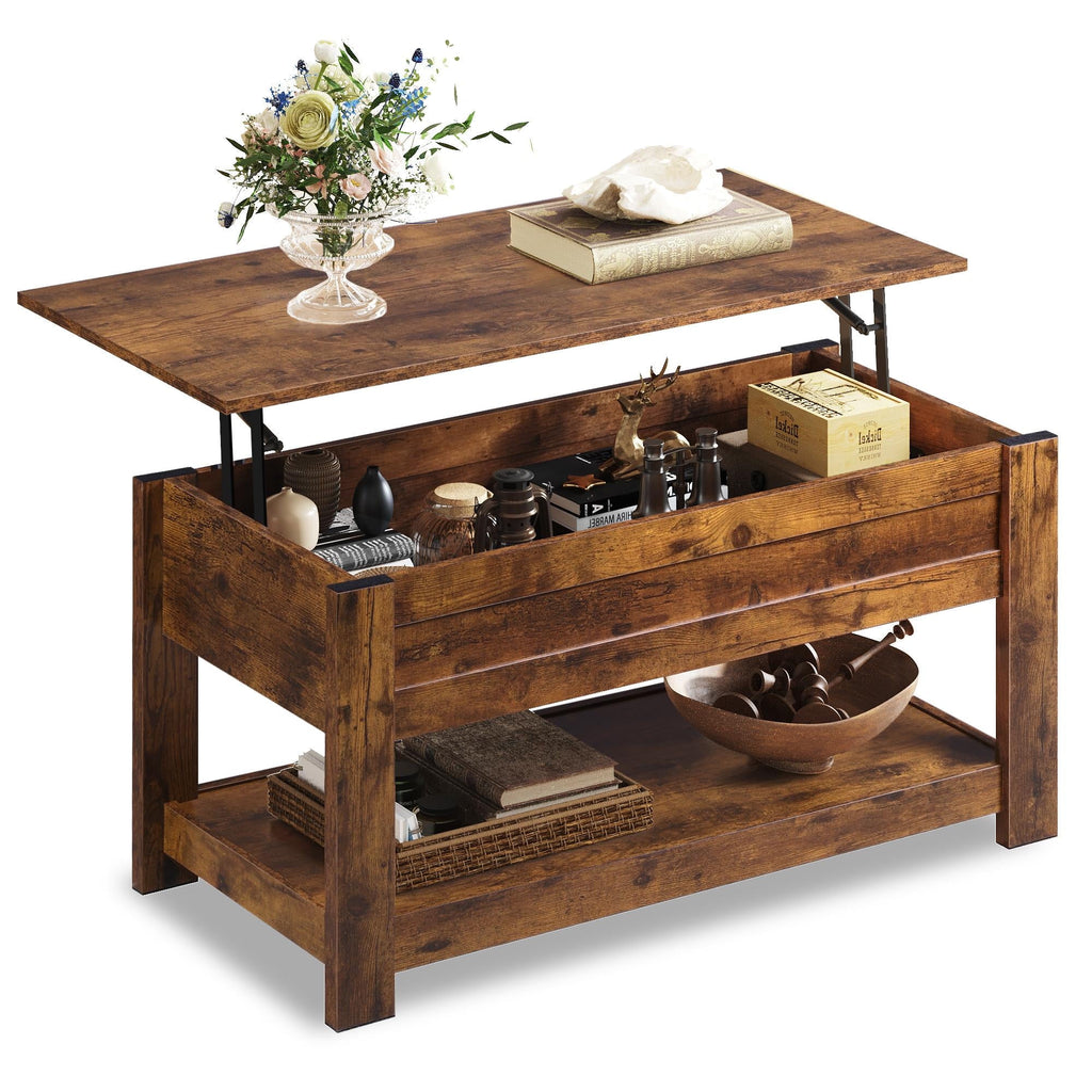 GALAXHERO Coffee Table, 39" Lift Top Coffee Table with Hidden Compartment and Storage Shelf for Living Room, Espresso