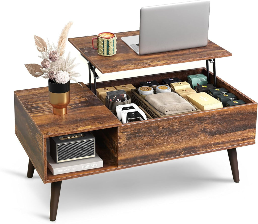 GALAXHERO Lift Top Coffee Table with Storage Small Living Room Table with Storage Shelf & Hidden Compartment