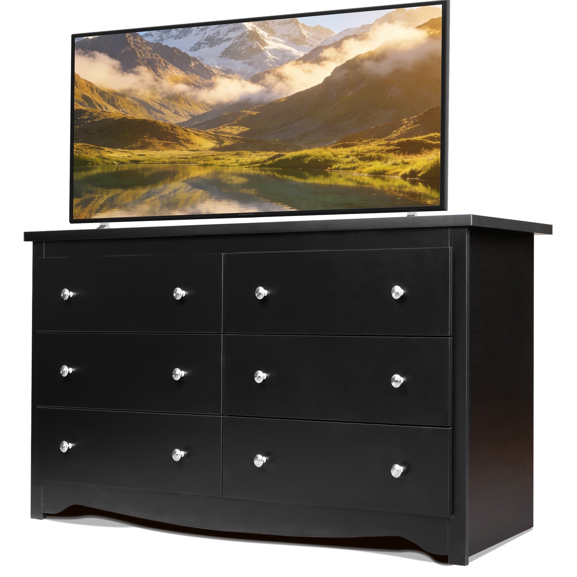 GALAXHERO Modern Wood Dresser with 6 Drawers – Wide Storage Chest for Bedroom, Living Roomloset, Hallway – Large Organizer Nightstand Unit, 59”W